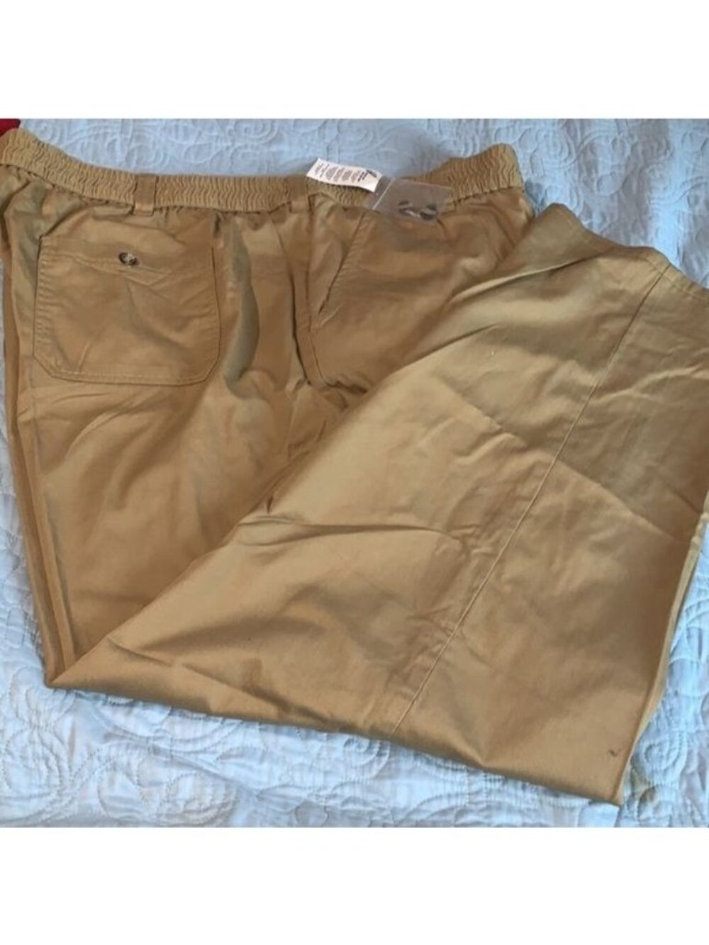 Mens King Size Big Elastic Waist Khaki Pants Size 54/38 Cotton Blend - Picture 8 of 12